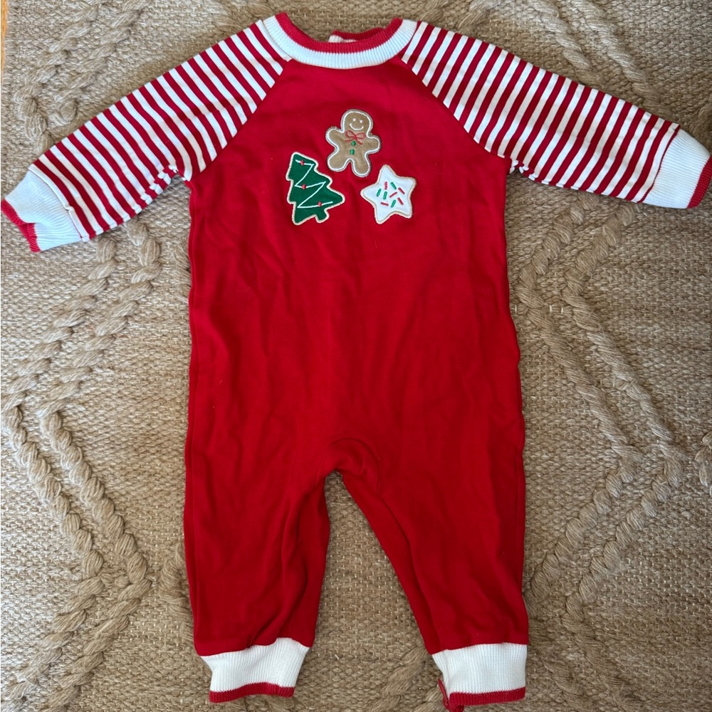 Florence Eiseman Red and White Striped Baby One Piece